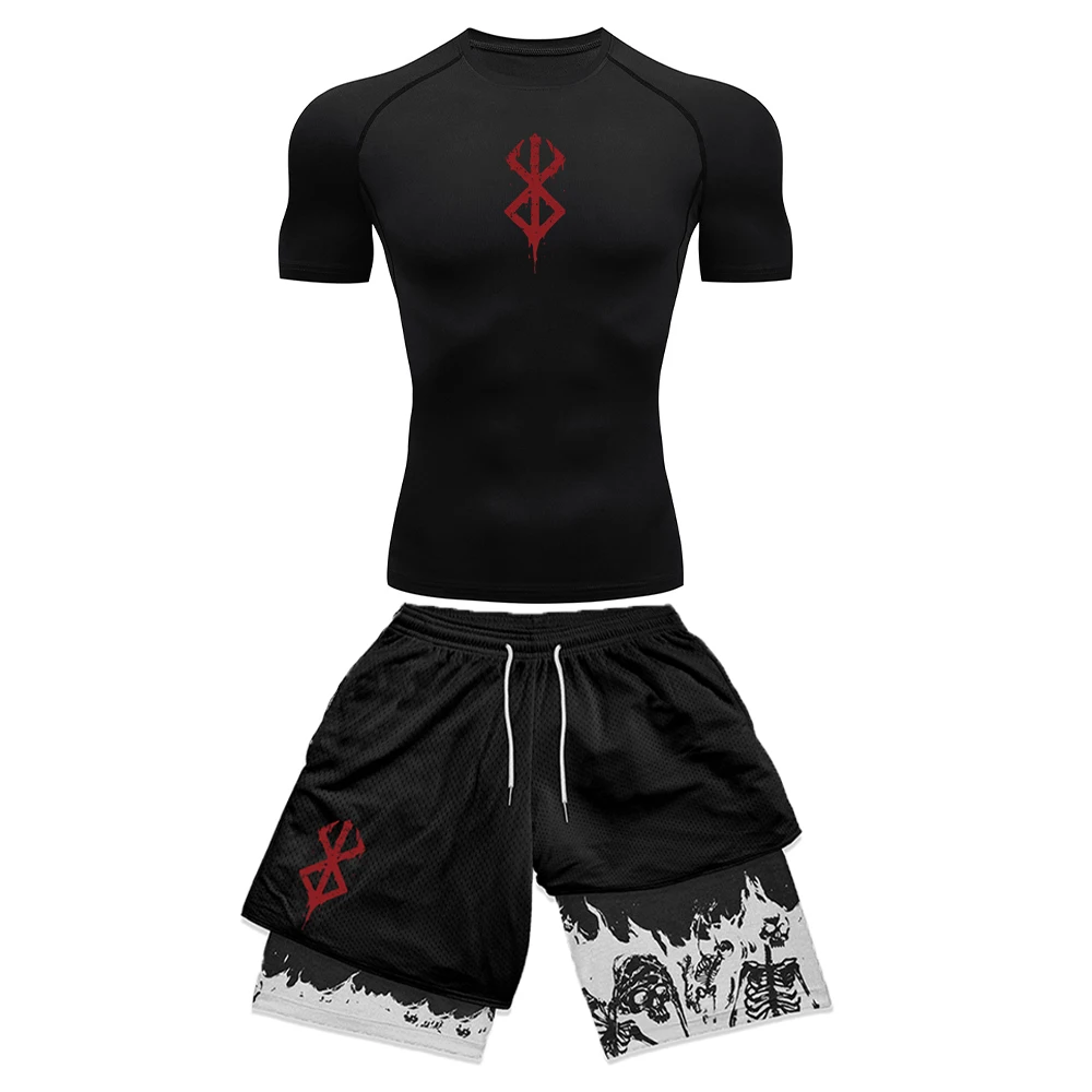 Compression Shorts Athletes - Setelan Olahraga Pria dengan Desain Anime,